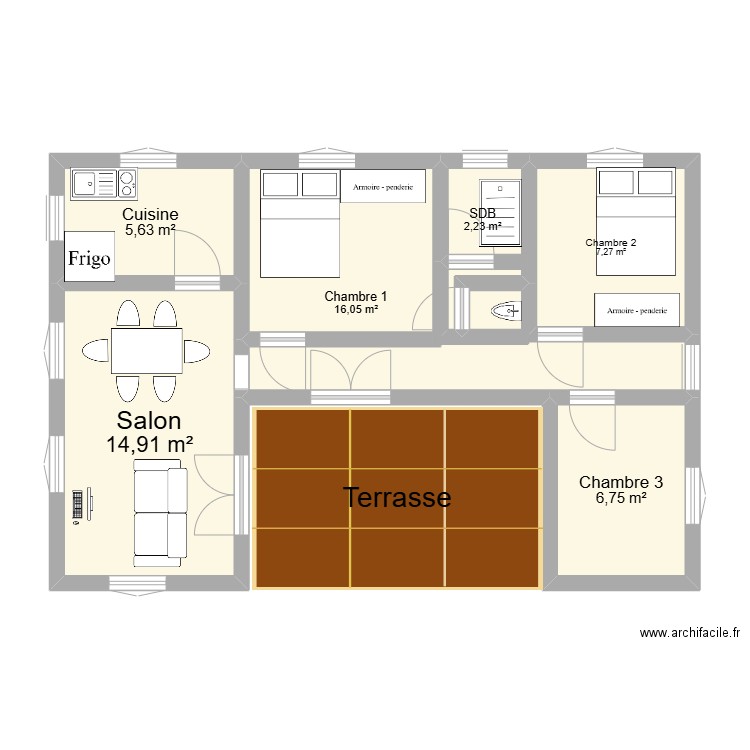 devego 2. Plan de 6 pièces et 53 m2