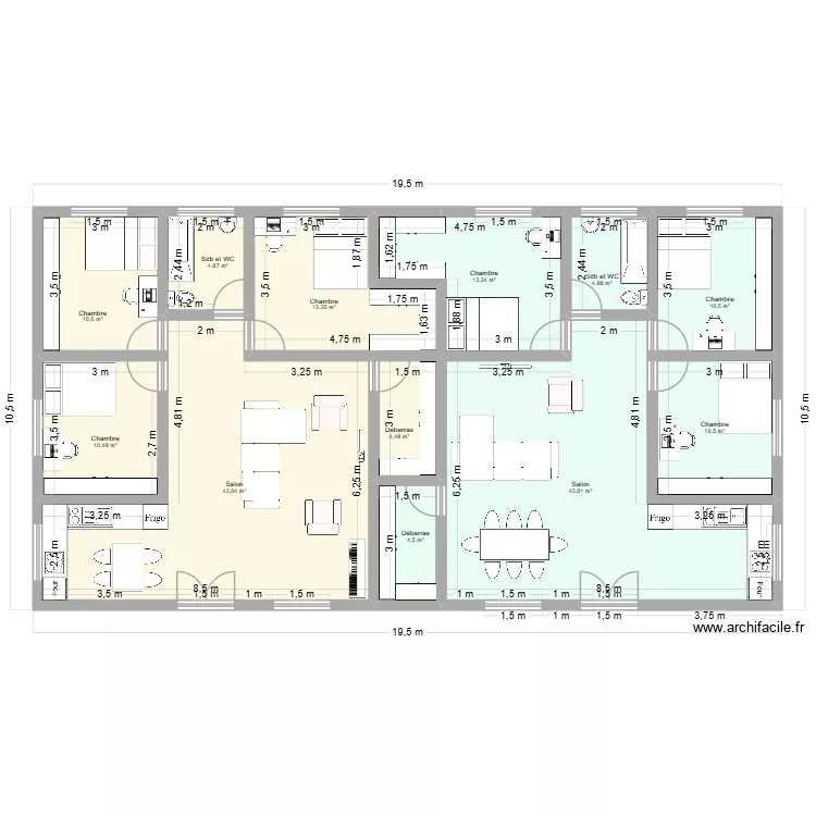 equipement. Plan de 12  et 173 m²