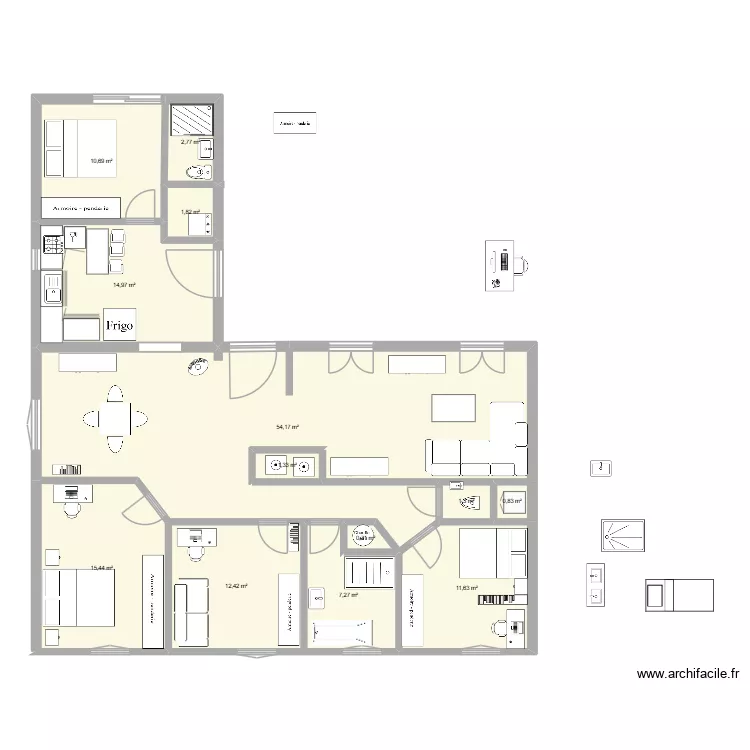 Maison Notre Dame idee 6. Plan de 13  et 135 m²