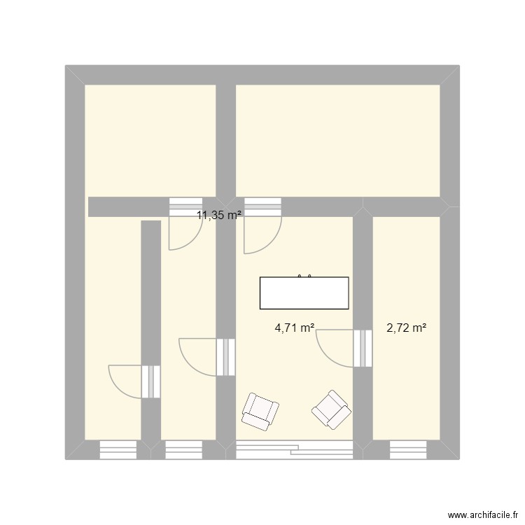 PLAN institiut. Plan de 3 pièces et 19 m2