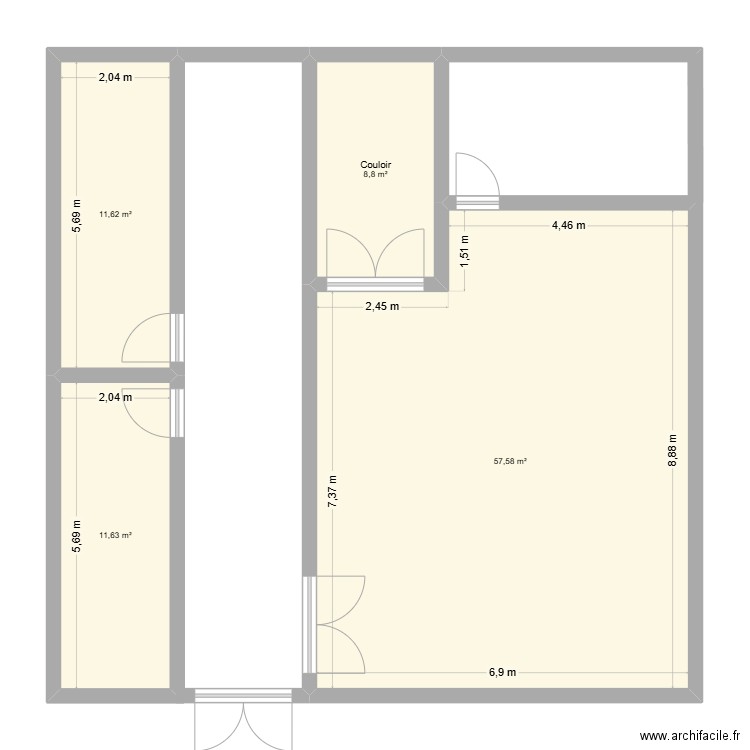 essai. Plan de 4 pièces et 90 m2