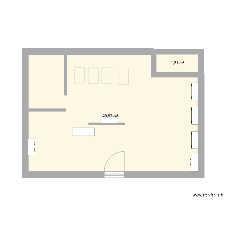 Plan du salo,. Plan de 2 pièces et 31 m2