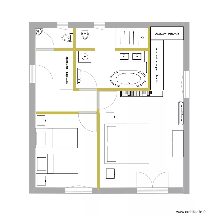 Chambre parentale. Plan de 