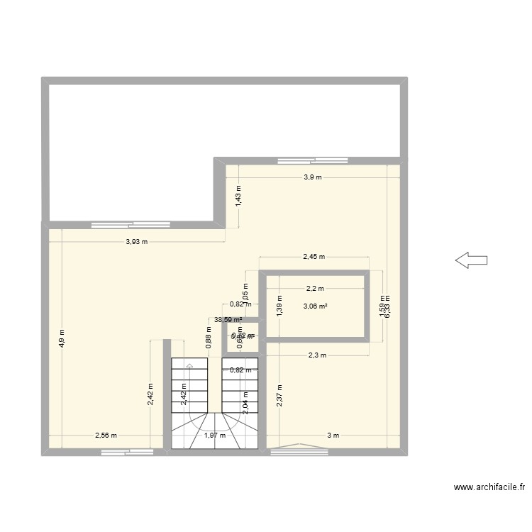 celony. Plan de 3 pièces et 42 m2