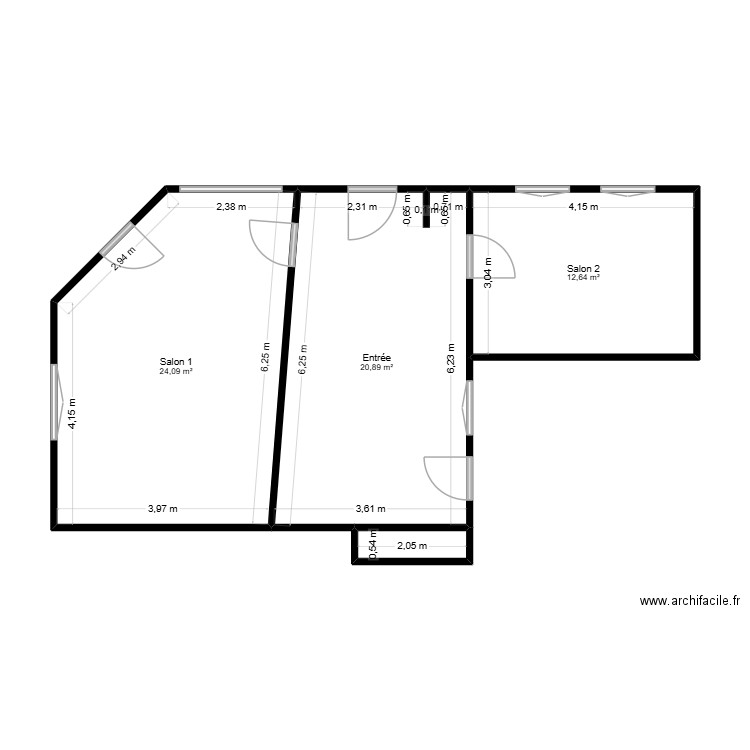 Moulouna rdv existant. Plan de 4 pièces et 59 m2