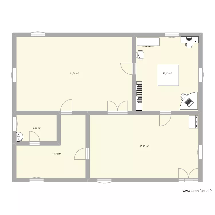 maison fadel. Plan de 5  et 117 m²