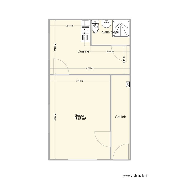 Plan 24 pripri. Plan de 4 pièces et 29 m2
