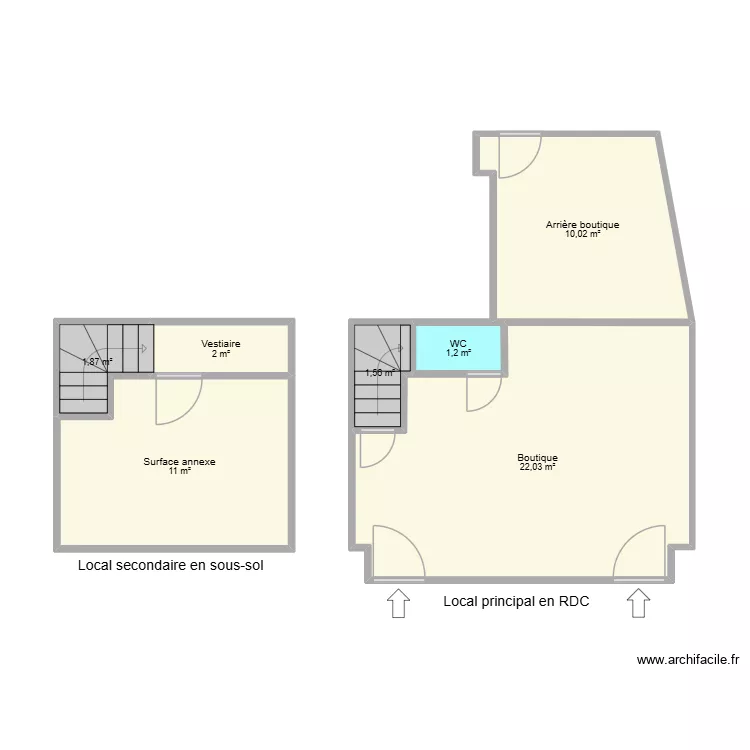Plan local annonce. Plan de 7  et 50 m²