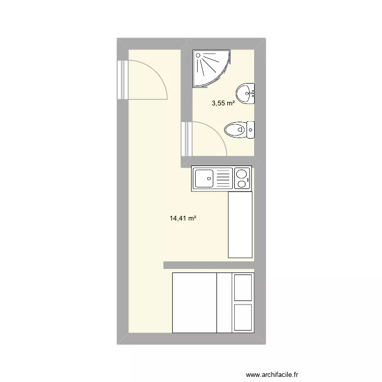 Tiny. Plan de 2  et 18 m²
