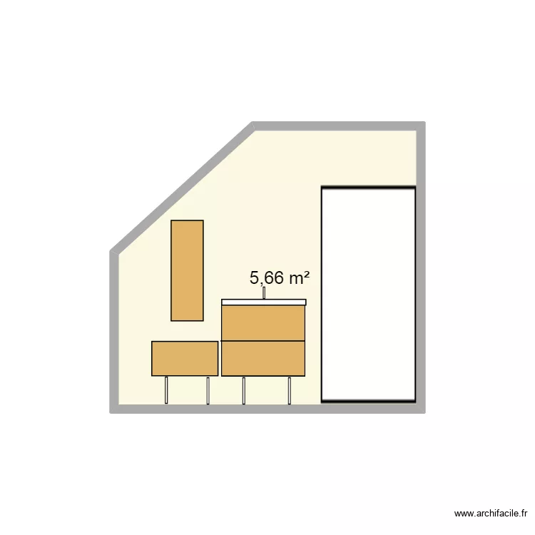 SdB 1er &eacute;tage. Plan de 1  et 6 m²