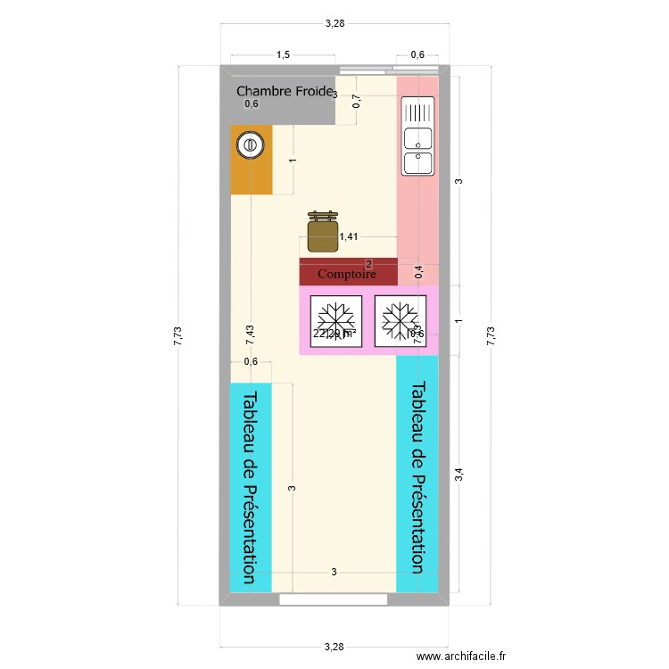 STOF. Plan de 1 pièce et 22 m2