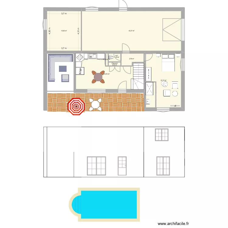 MAISON PERSO rdc modifi&eacute;. Plan de 