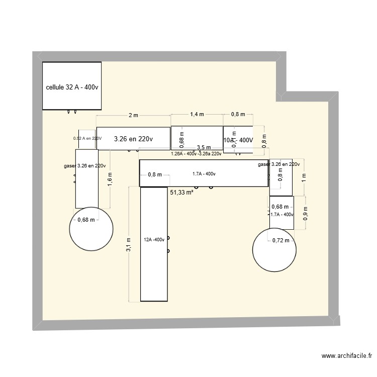 marché matinal. Plan de 1 pièce et 51 m2