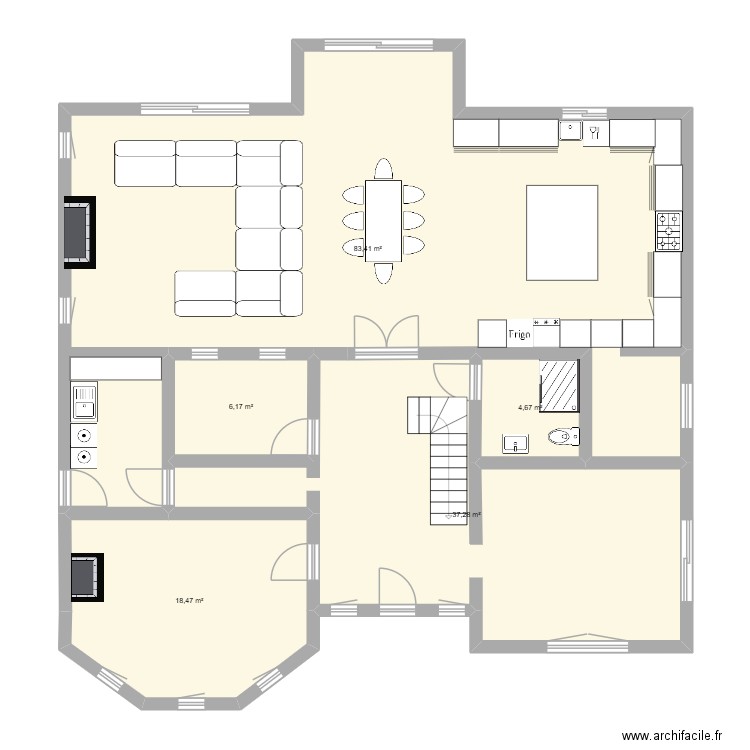 plan maroc V2. Plan de 5 pièces et 150 m2