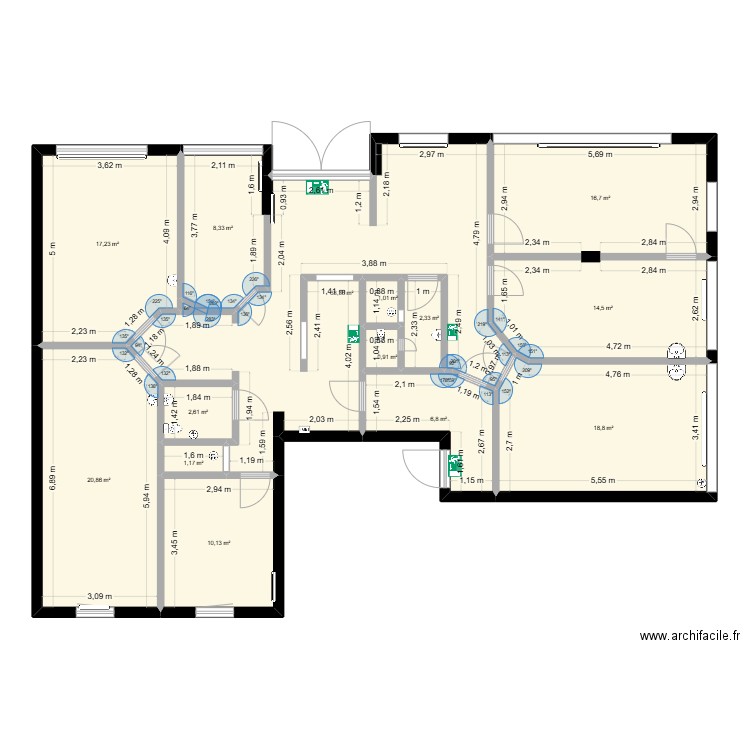 malraux 2. Plan de 15 pièces et 160 m2
