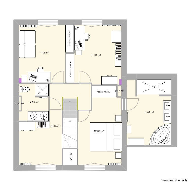 Etage R1 Existant. Plan de 0 pièce et 0 m2