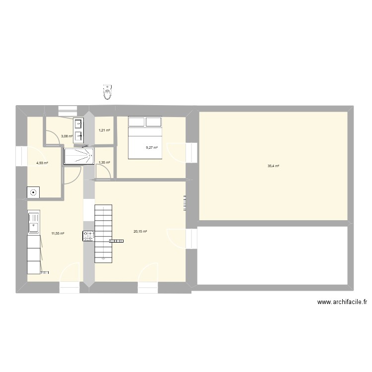 Appart. Plan de 8 pièces et 87 m2