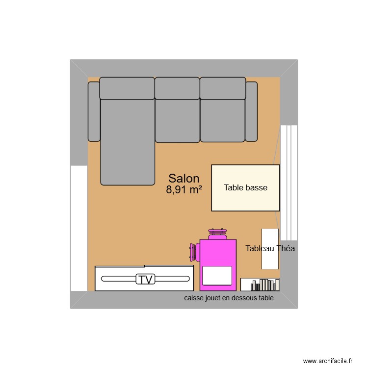 plan salon 2. Plan de 1 pièce et 9 m2