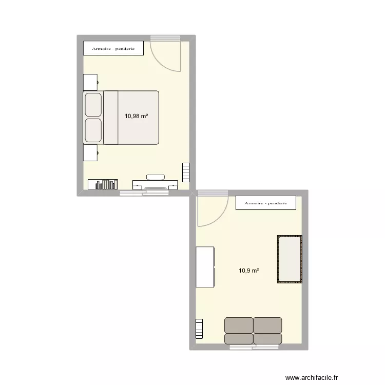 Chambrzs. Plan de 2 Pièces et 22 m² Chambrzs. Plan de 2 Pièces et 22 m²