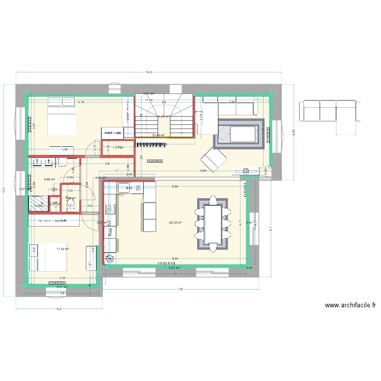 Maison_Chico_Jojo_10. Plan de 16 pièces et 90 m2
