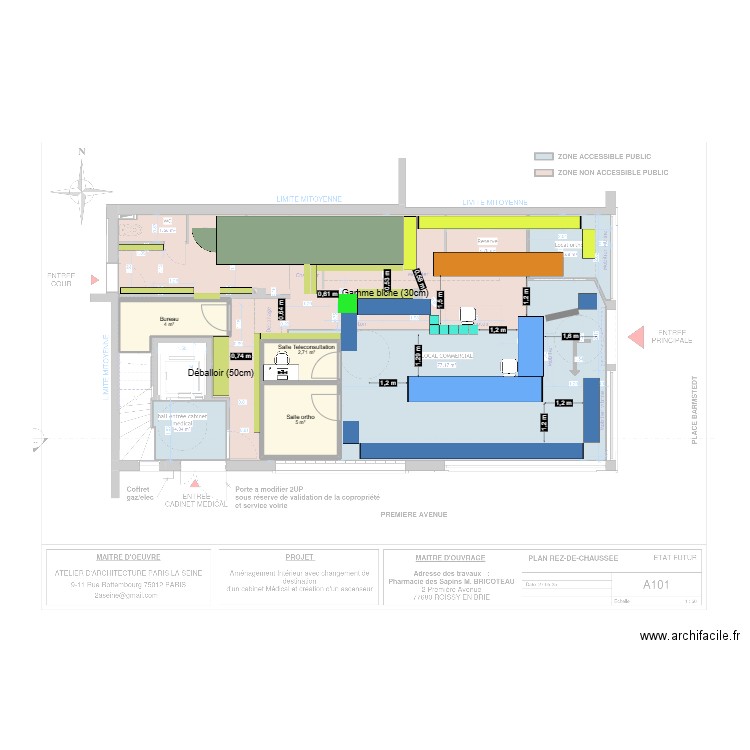 Pcie RDC V2. Plan de 3 pièces et 12 m2