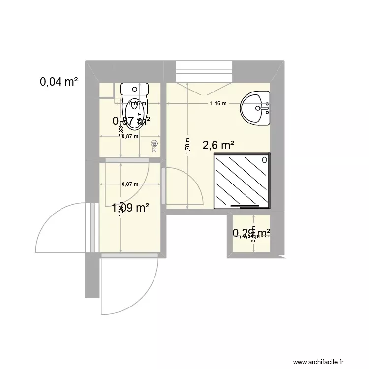 Salle de bain actu. Plan de 5 Pièces et 5 m² Salle de bain actu. Plan de 5 Pièces et 5 m²