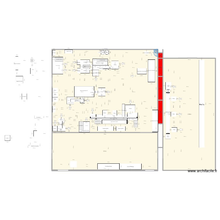 Plan atelier ouverture V5. Plan de 7 pièces et 875 m2