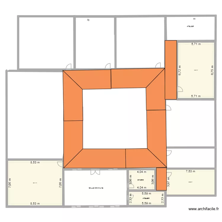 Habitat participatif projet 2. Plan de 5  et 164 m²