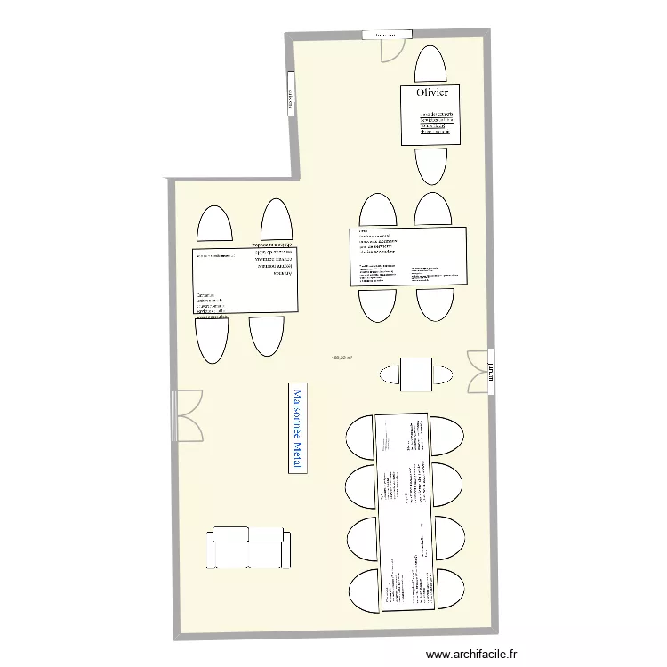 plan metal. Plan de 1  et 189 m²