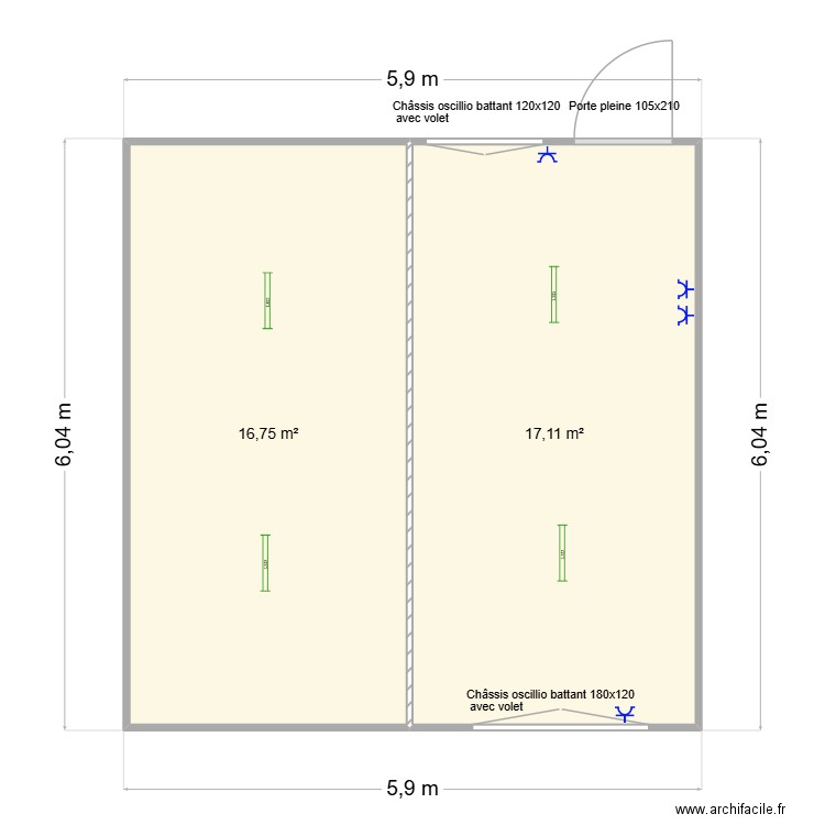 Saint éxupéry. Plan de 2 pièces et 34 m2