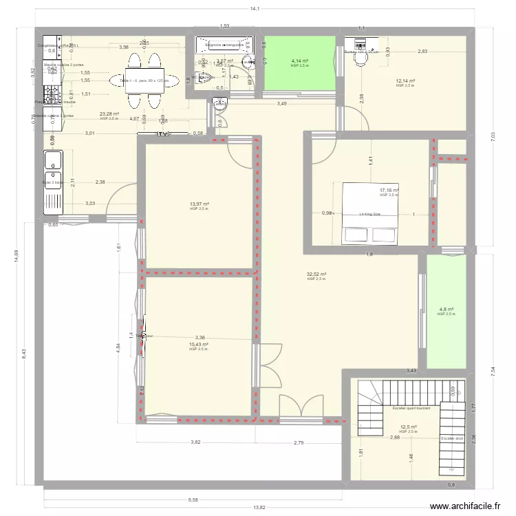 bkalta. Plan de 10  et 140 m²