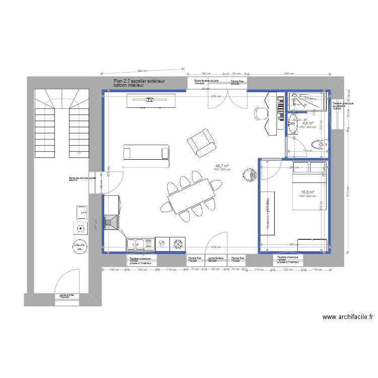 plan 2.7. Plan de 11 pièces et 195 m2