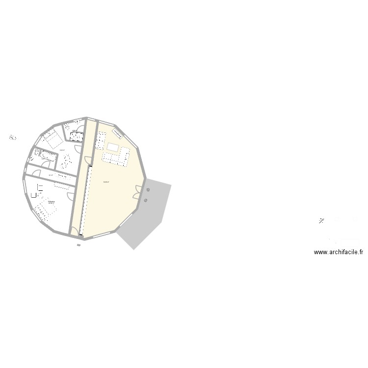 ronde v3. Plan de 6 pièces et 126 m2