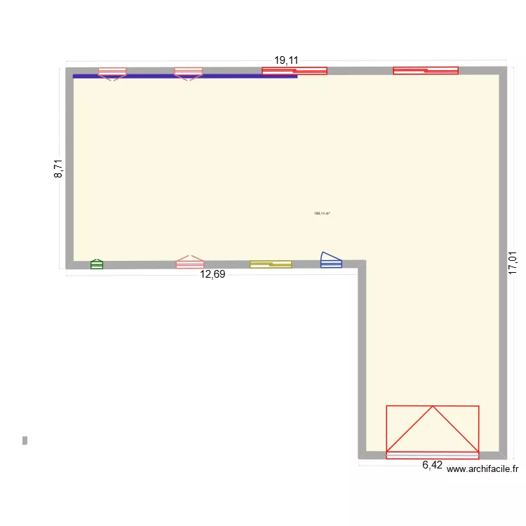 rdc Emeric. Plan de 1  et 198 m²