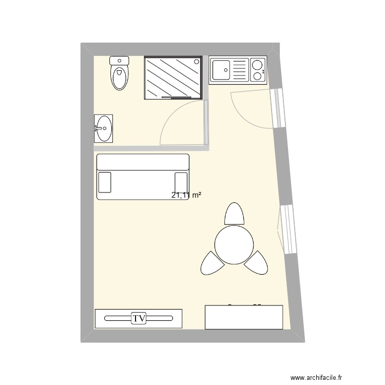 garage. Plan de 1 pièce et 21 m2