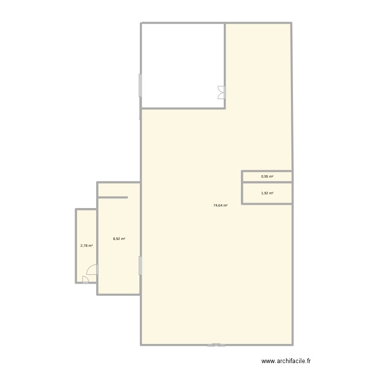 entreprise. Plan de 5 pièces et 89 m2