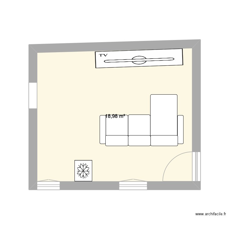 salon. Plan de 1 pièce et 19 m2