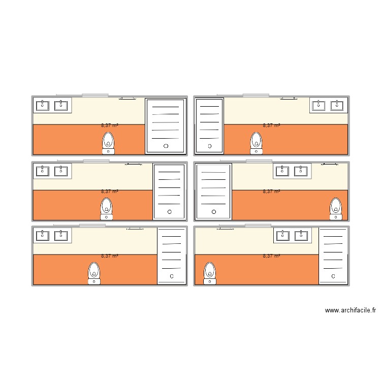 SD Etage. Plan de 6 pièces et 50 m2