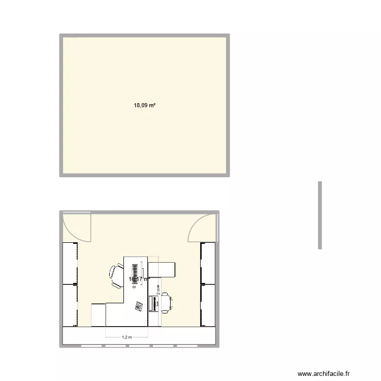 Bureau Margot et L&eacute;na. Plan de 2  et 34 m²