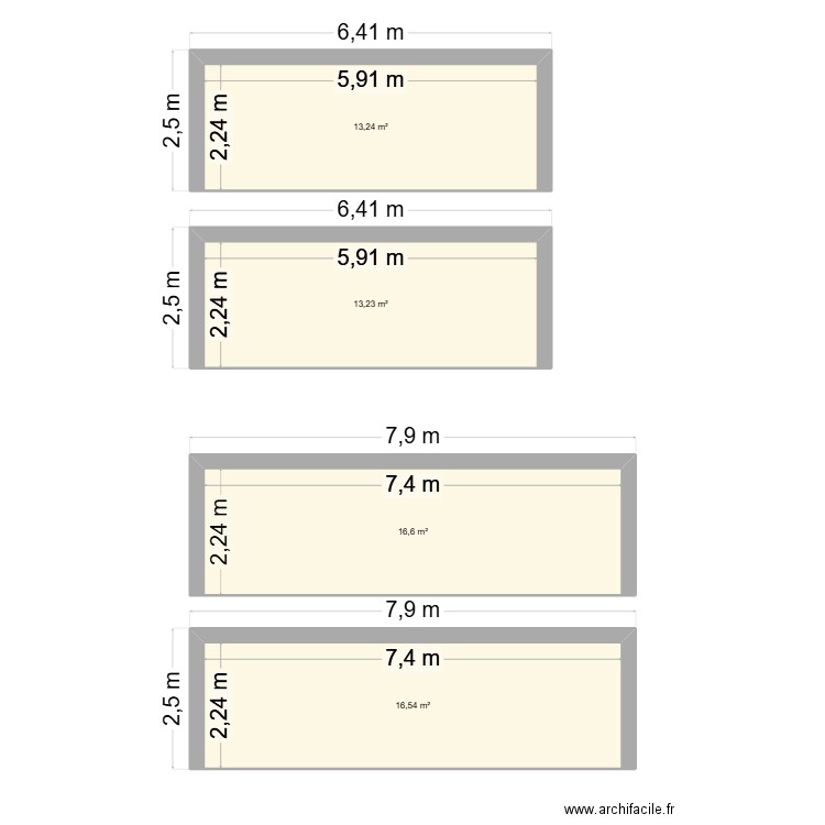 garage. Plan de 4 pièces et 60 m2