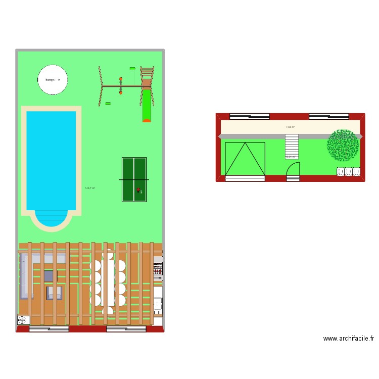 jardin Wizman. Plan de 3 pièces et 173 m2