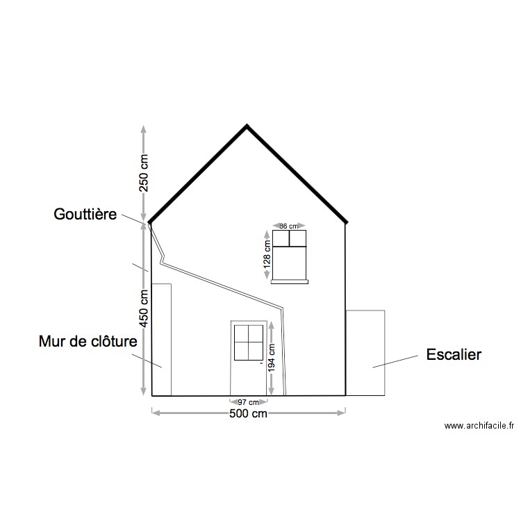 élévation toiture Façade Est - État projeté. Plan de 0 pièce et 0 m2