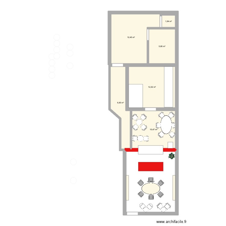 golden food floor plan. Plan de 7 pièces et 68 m2