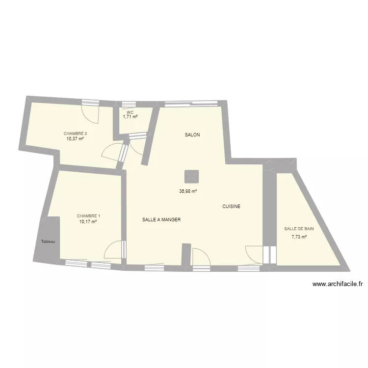 Courtalain avec meubles fini. Plan de 