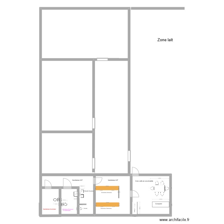 Etude 1 voltaire Ch. Fr et sanitaires. Plan de 6 pièces et 259 m2
