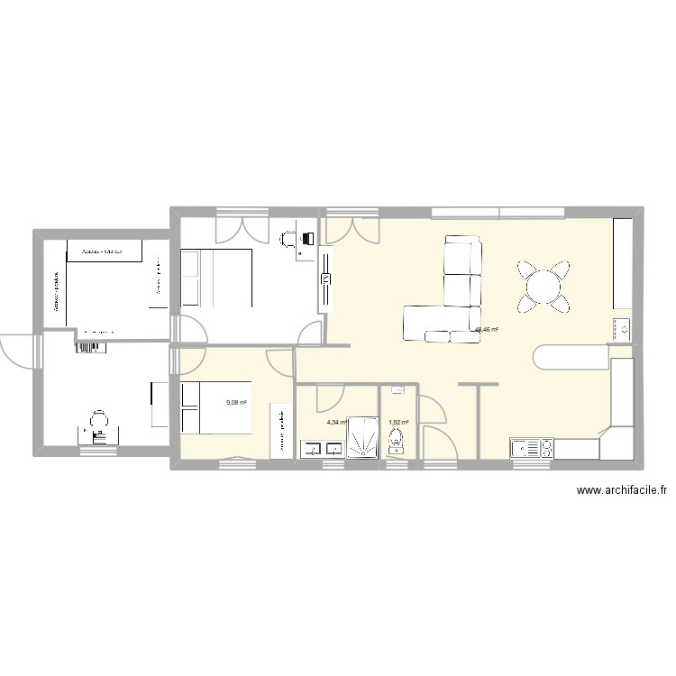 morlaas v2. Plan de 4 pièces et 64 m2