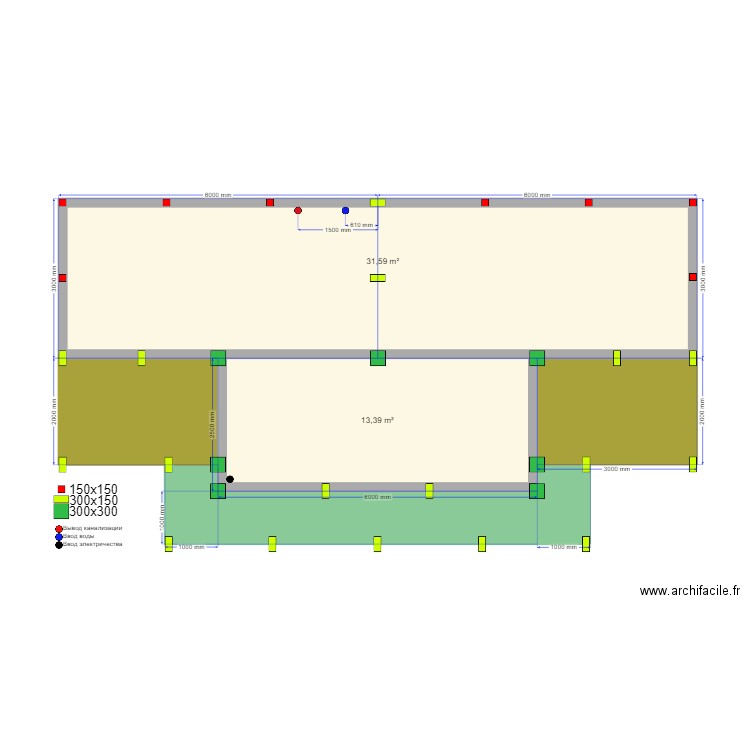 Переславльь сваи. Plan de 5 pièces et 63 m2