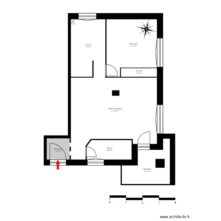 ED. ROUREDA TAPADA, PB-6. STA COLOMA, ANDORRA. Plan de 7 pièces et 51 m2