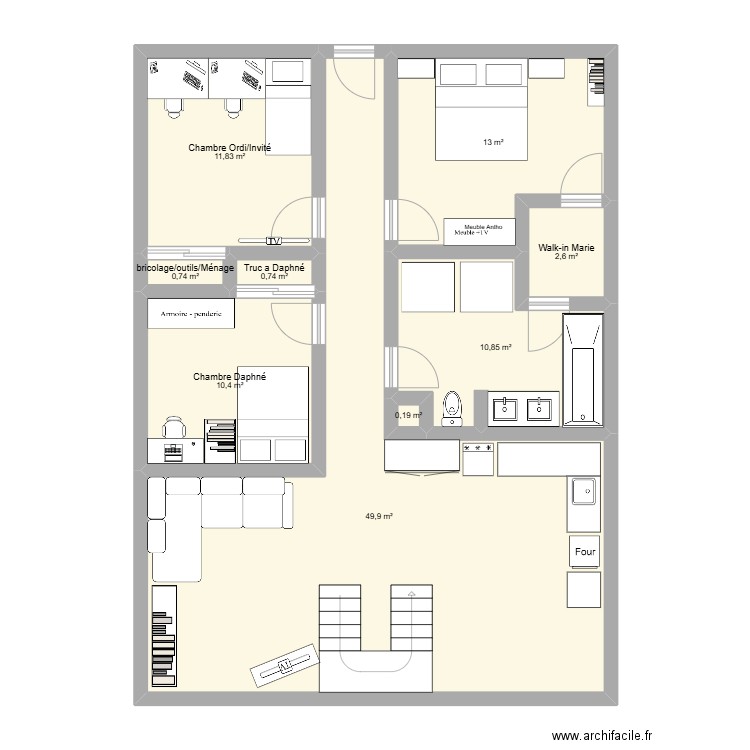 757 2. Plan de 9 pièces et 100 m2