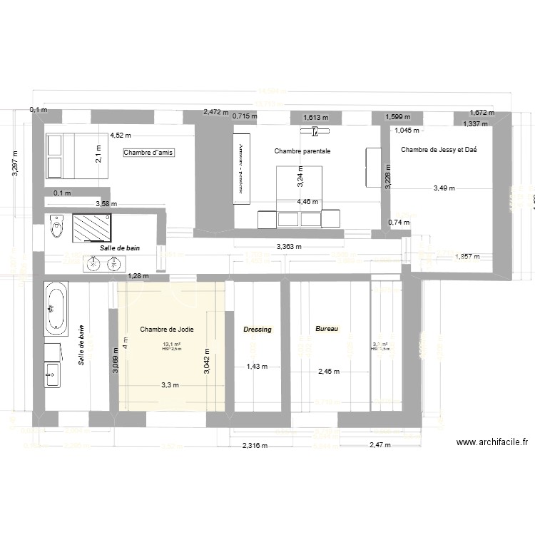 Claude Scohier ( particulier ) Dernière version 2.1. Plan de 6 pièces et 74 m2